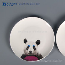 Panda Painting Hot Sale assiettes en céramique, plaque imprimée personnalisée en céramique pour la vente en gros